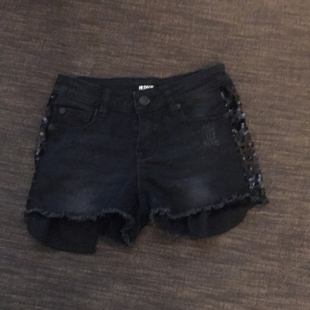Black denim sequin Hudson Jean shorts